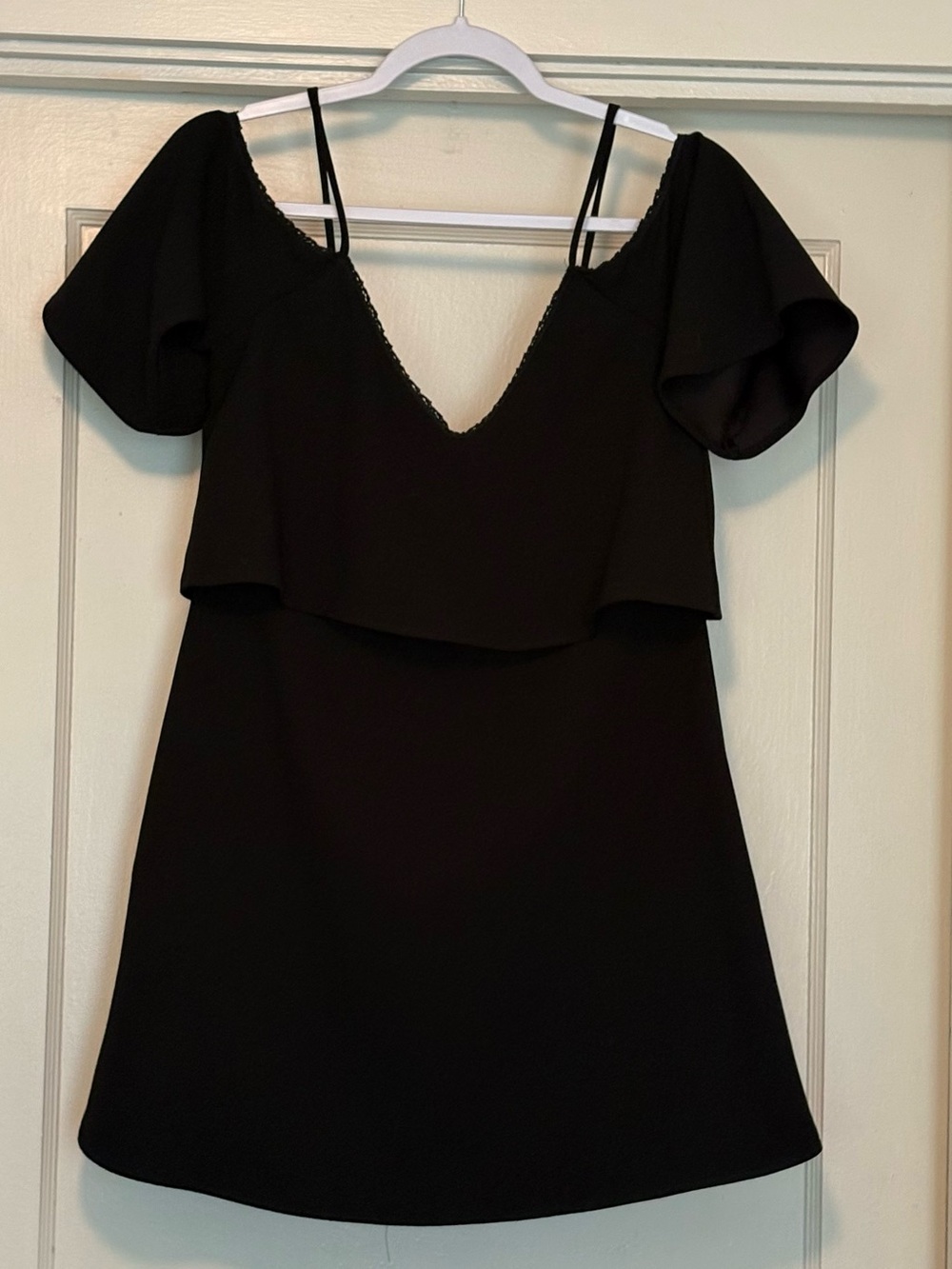 Zara Black Cold Shoulder V-Neck Dress
